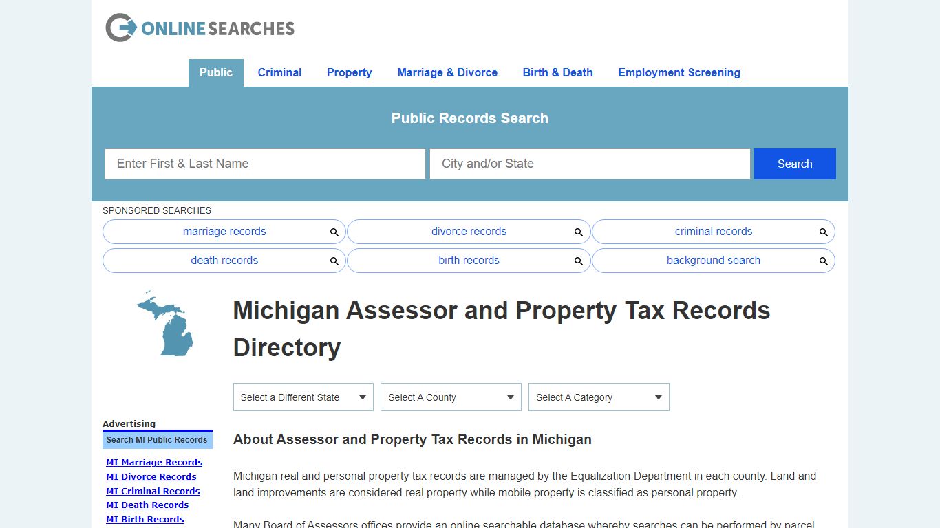 Michigan Assessor and Property Tax Records Directory