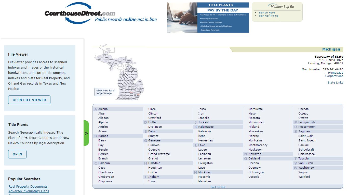 Search Michigan Public Property Records Online - CourthouseDirect.com